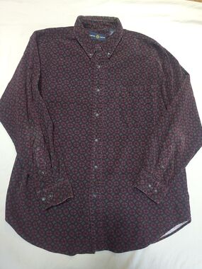 Lawton Harbor Men's Burgundy Patterned Button-Down Shirt